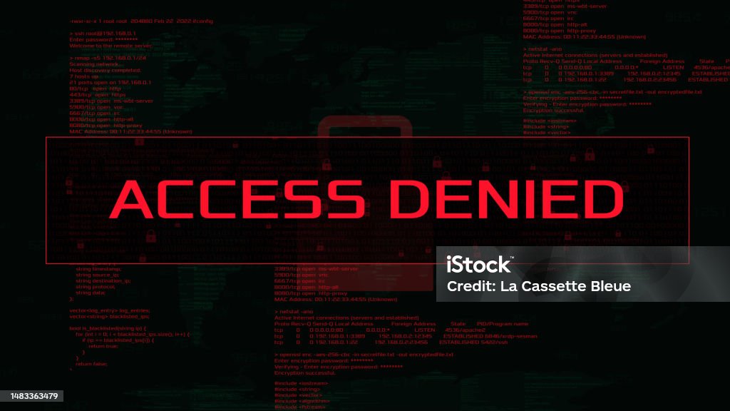 Red access denied warning displayed on digital interface