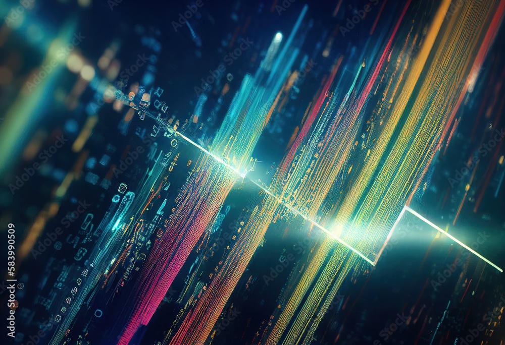 Cyberpunk style data stream symbolizing privacy running naked in the network