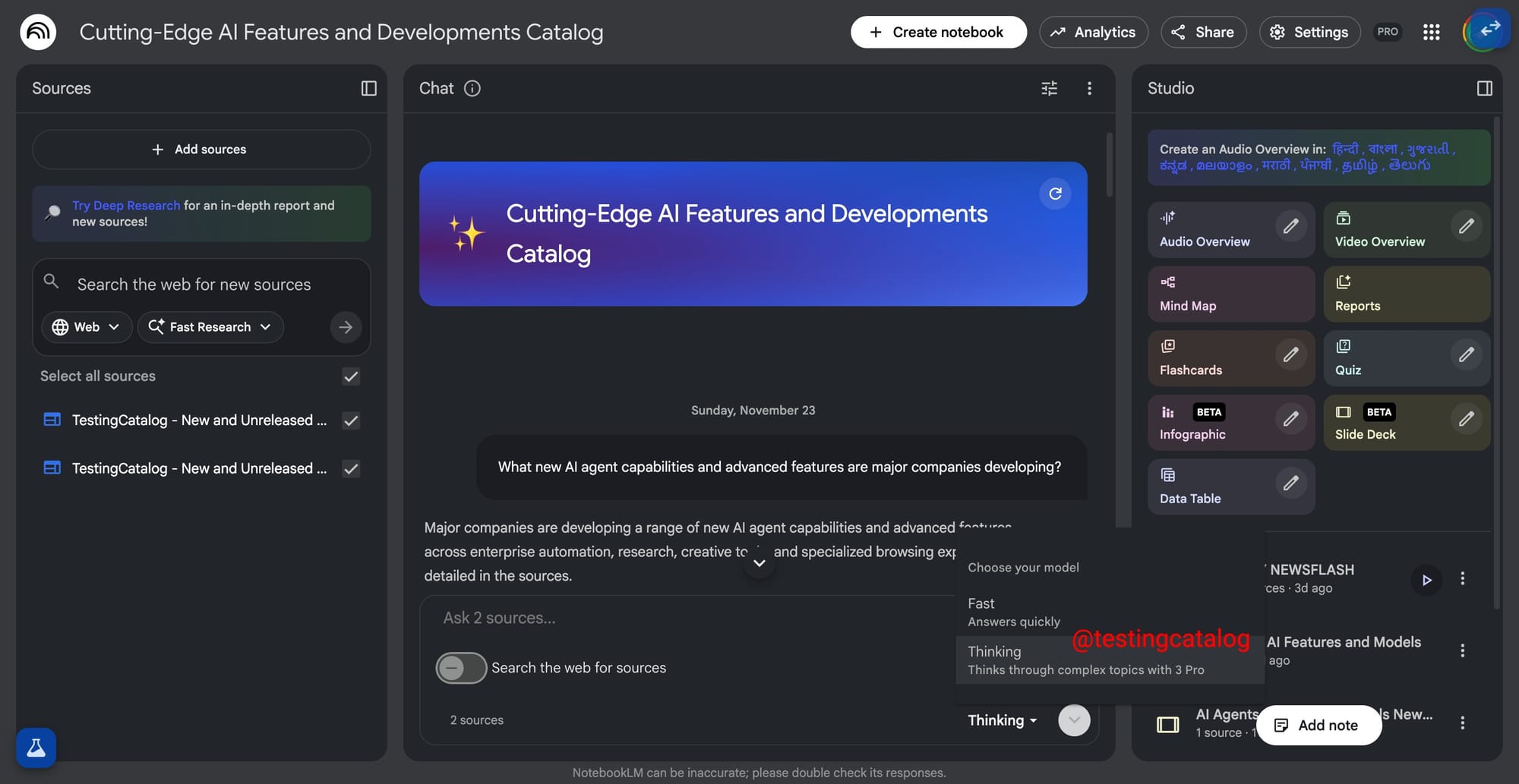 NotebookLM Interface