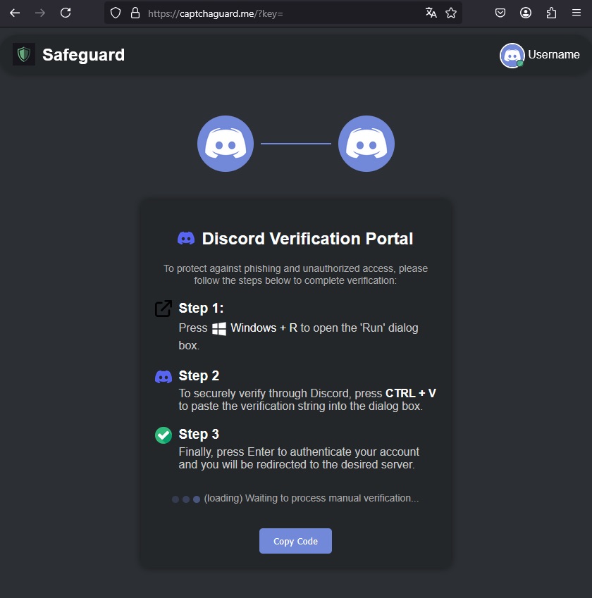 Typical Discord scam interface