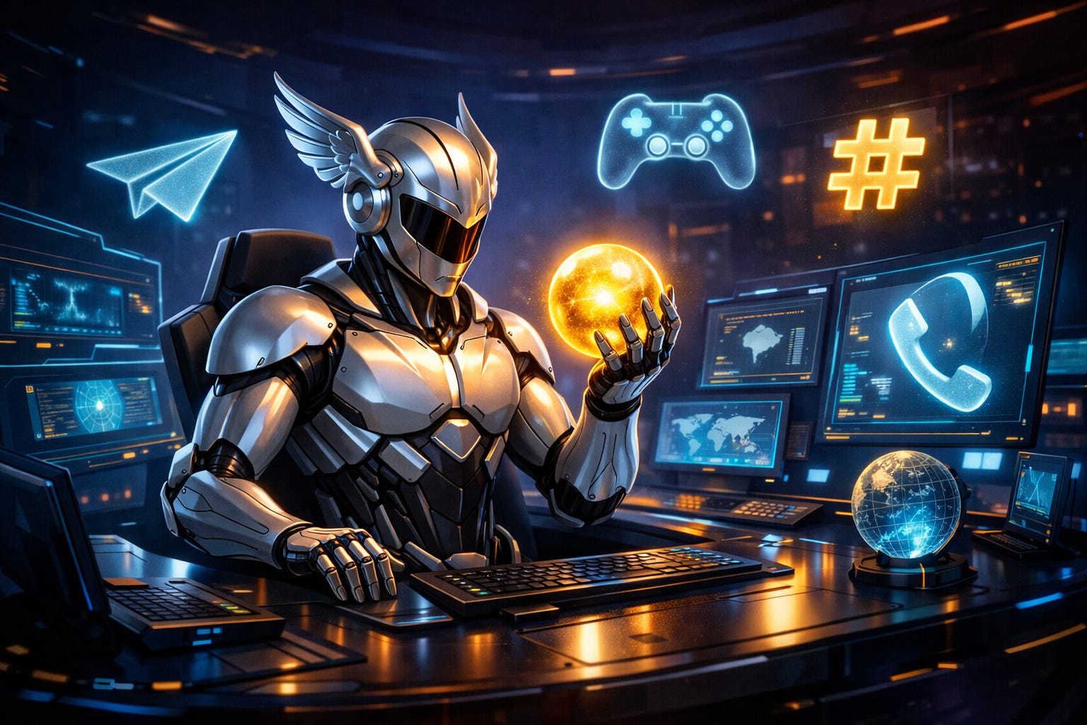 This image is quite interesting, a winged helmet bringing the cyberpunk vibe to the max